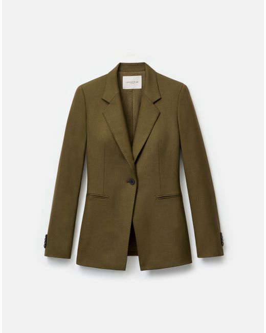 Lafayette 148 New York Green Responsible Stretch Wool Single Button Blazer