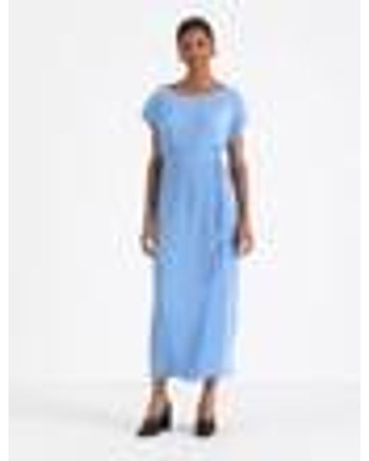 Lafayette 148 New York Blue Recycled Poly Satin Plissé Dolman Dress