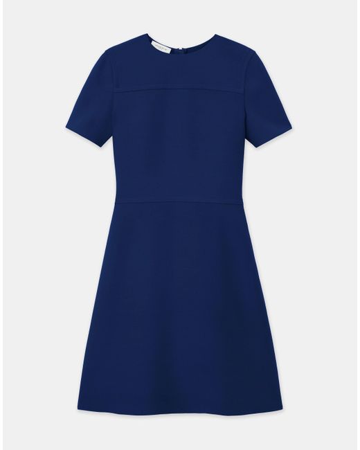 Lafayette 148 New York Blue Plus-size Woolsilk Crepe A-line Dress
