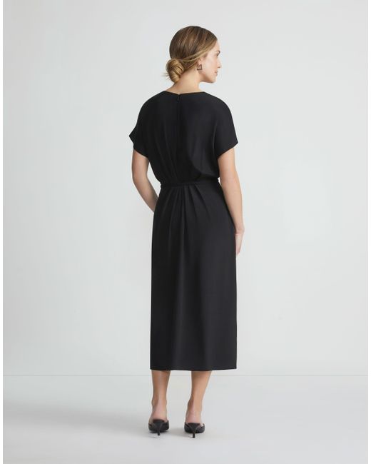 Lafayette 148 New York Black Plus-size Organic Silk Stretch Georgette V-neck Dress