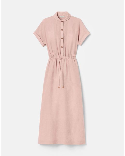 Lafayette 148 New York Pink Lafayette 148 Ny Organic Linen Claudine Collar Drawstring Dress