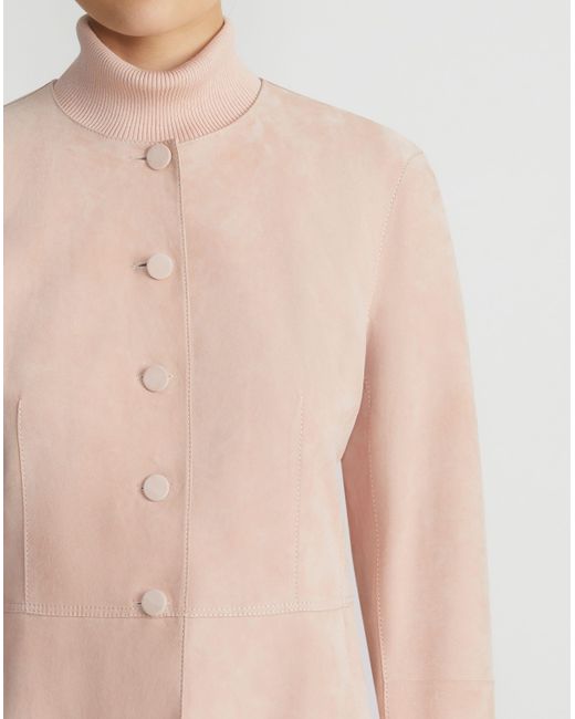 Lafayette 148 New York Natural Plus-size Paperfine Suede Collarless Jacket