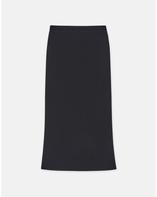 Lafayette 148 New York Black Recycled Satin Plissé Midi Skirt