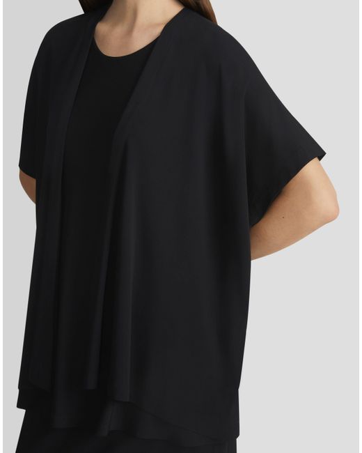 Lafayette 148 New York Black Plus-size Matte Jersey Short Sleeve Oversized Cardigan