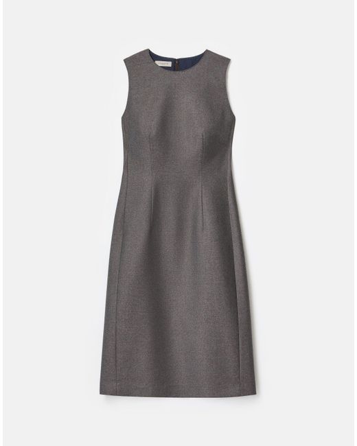Lafayette 148 New York Gray Wool Twill Fitted Sleeveless Sheath Dress