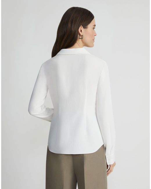 Lafayette 148 New York White Plus-size Finesse Crepe Collared Blouse