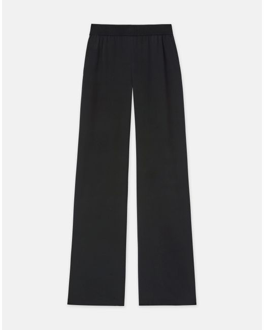 Lafayette 148 New York Black Plus-size Organic Silk Stretch Georgette Knit Waist Riverside Pant