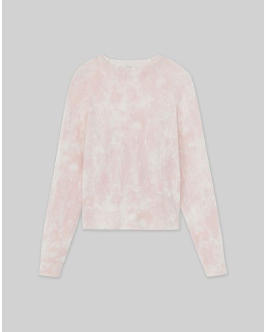 Lafayette 148 New York Pink Printed Cashmere Crewneck Sweater