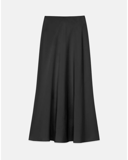 Lafayette 148 New York Black Organic Silk Stretch Crepe De Chine Bias Skirt