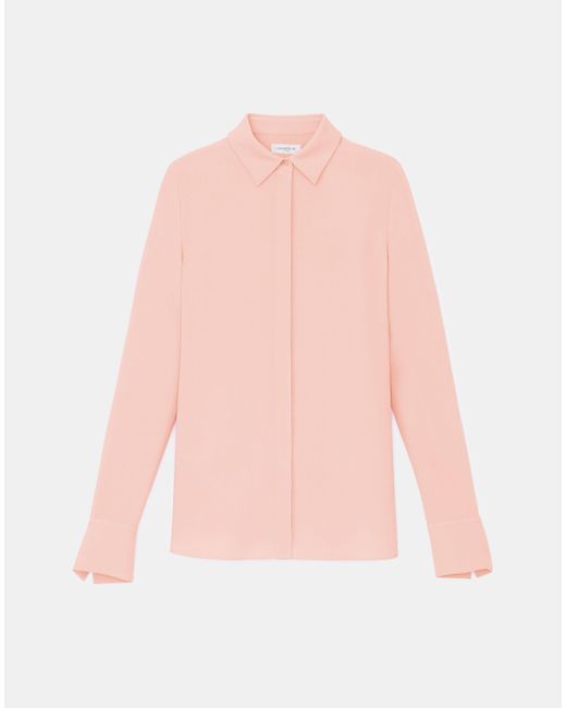 Lafayette 148 New York Pink Plus-size Silk Georgette Button Blouse