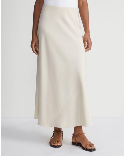 Lafayette 148 New York White Organic Silk Stretch Crepe De Chine Bias Skirt