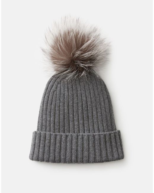 Lafayette 148 New York Knit Cashmere Beanie with Fur Pom LAFAYETTE 148, WOMEN main image 2
