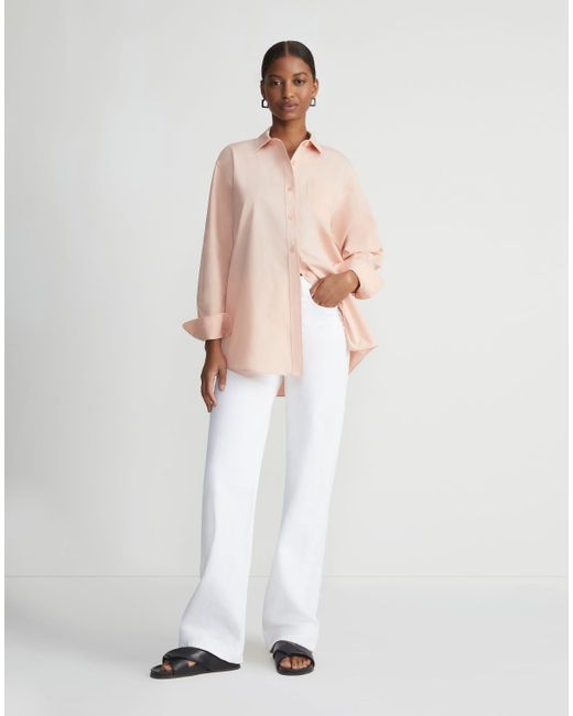 Lafayette 148 New York Pink Organic Cotton Poplin Oversized Shirt