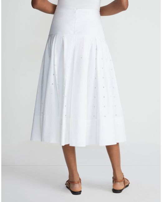 Lafayette 148 New York White Plus-size Organic Cotton Poplin Handcut Block Eyelet Skirt