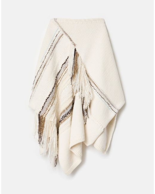 Lafayette 148 New York Natural Merino Wool Cashmere Knit & Handwoven Fringe Skirt