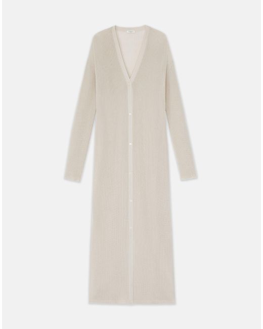 Lafayette 148 New York Mercerized Cotton Ribbed Duster Cardigan in White