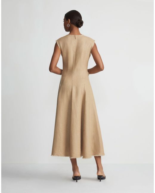 Lafayette 148 New York Natural Plus-size Linen Handfringed A-line Dress