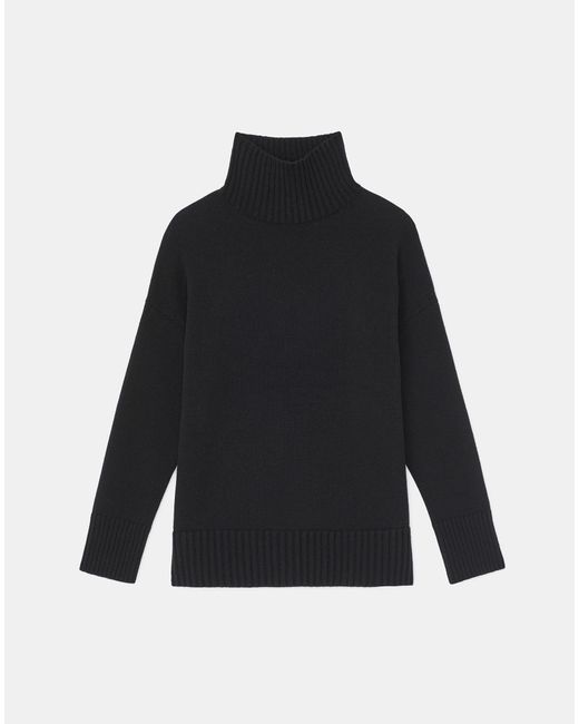 Lafayette 148 New York Black Plus-size Cashmere Stand Collar Sweater