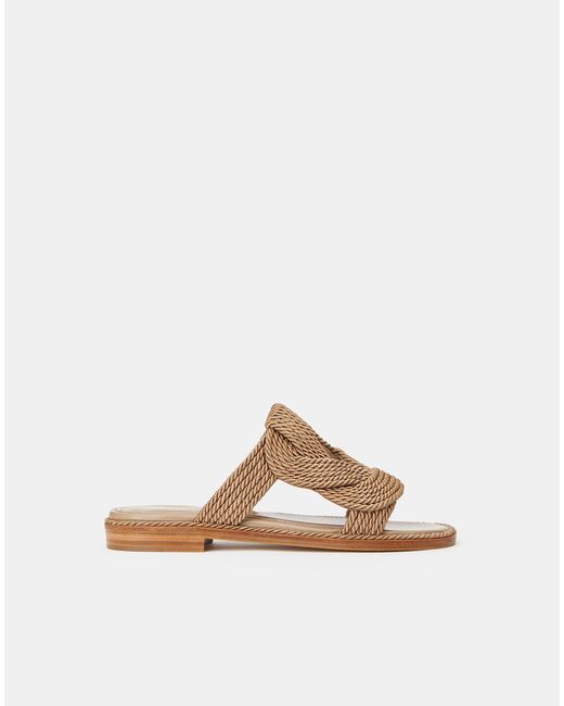 Lafayette 148 New York Natural 8 Knot Rope Flat Sandal-taupe