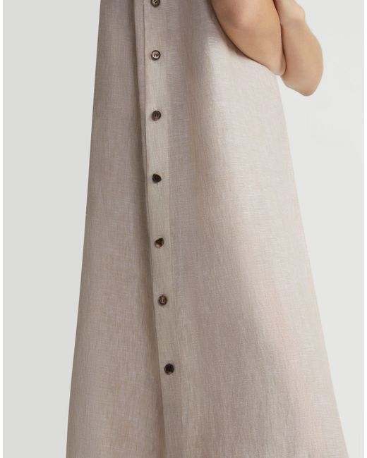 Lafayette 148 New York White Organic Linen Button Side Dress