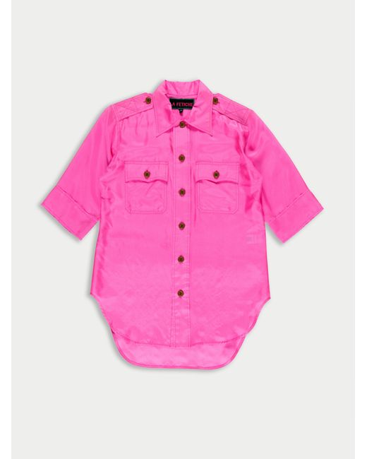 La Fetiche Pink Alice Silk Utility Shirt
