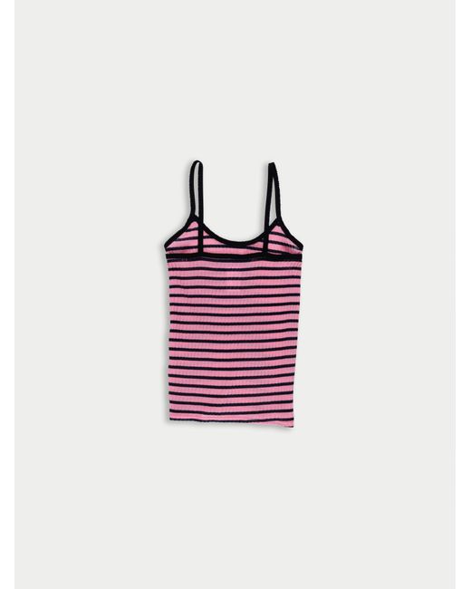 La Fetiche Pink Jade Striped Fine Weight Ribbed Cami Top
