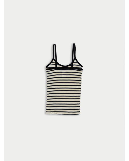 La Fetiche White Jade Striped Fine Weight Ribbed Cami Top