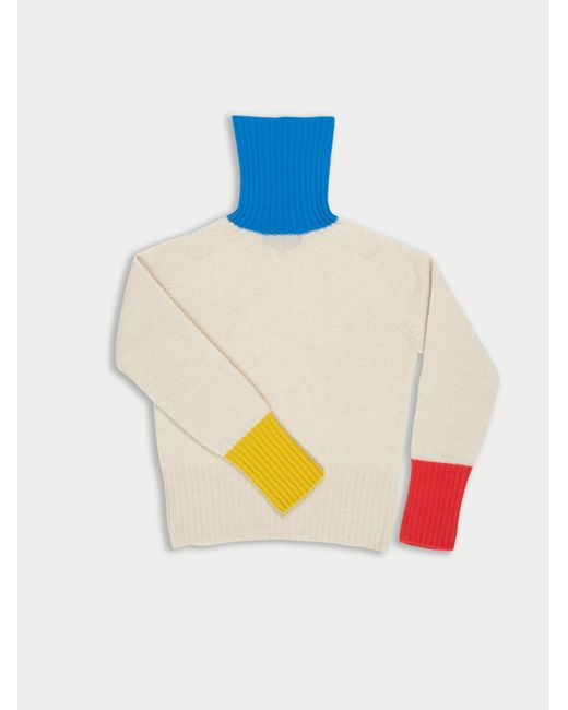 La Fetiche Blue Rudi Traditional Seam Free Polo-Neck Sweater With Contrast Ribs