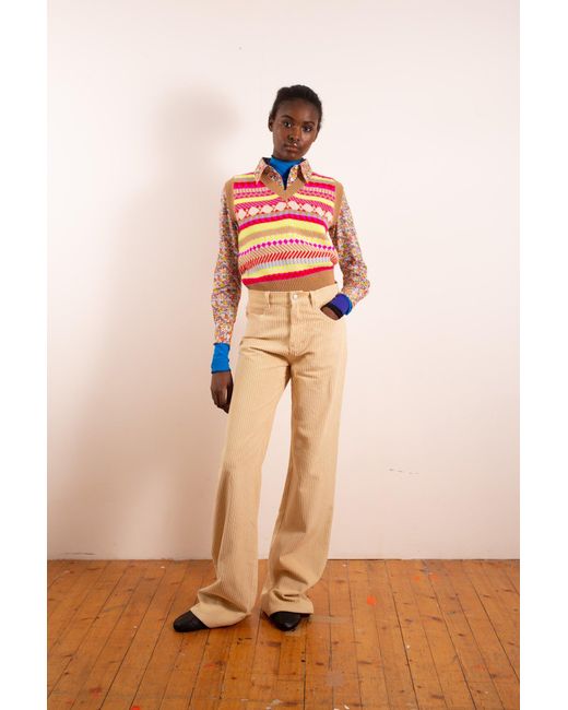 La Fetiche White Pauline Jumbo Corduroy Jeans