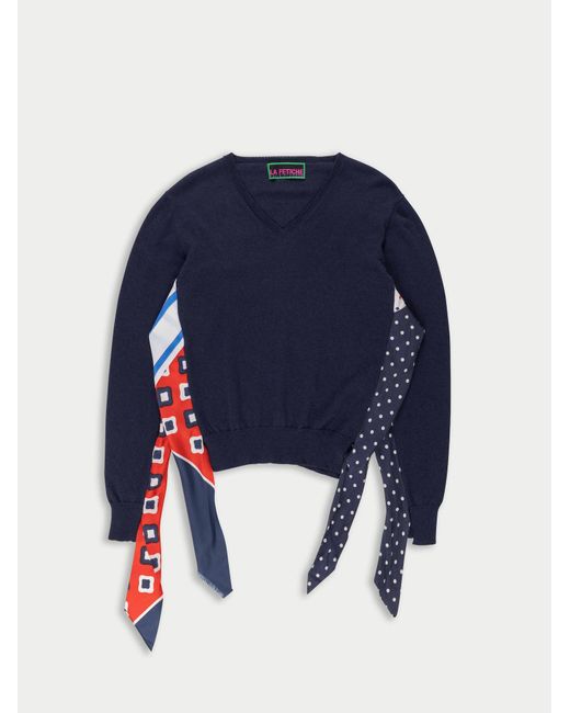 La Fetiche Blue Robbie V-Neck Sweater