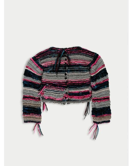 La Fetiche Multicolor Fleur Hand Knitted Cardigan