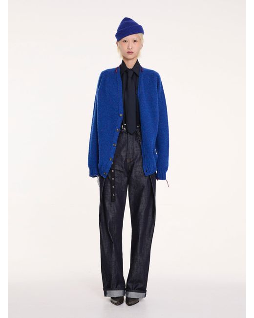 La Fetiche Blue Beaton Brushed V-Neck Cardigan