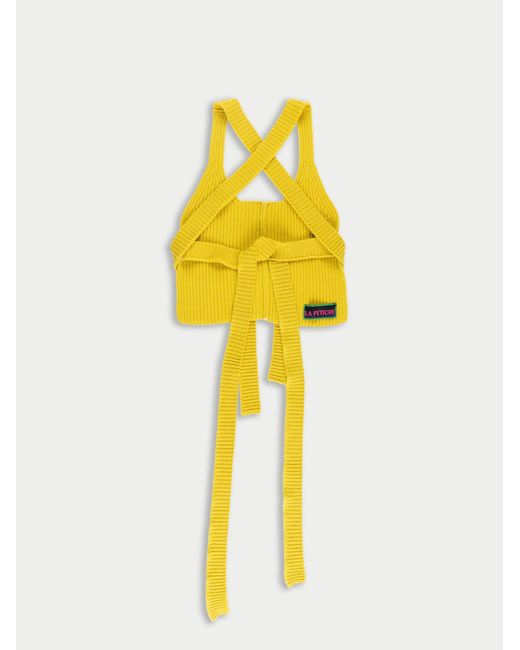 La Fetiche Yellow Sylvie Knitted Wrap Bralette