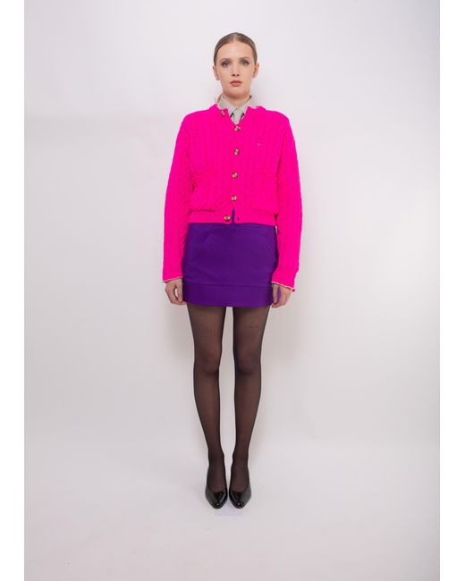 La Fetiche Pink Lisetta Cable Knit Cardigan