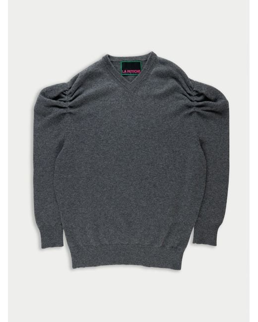La Fetiche Gray Victor V-Neck Sweater