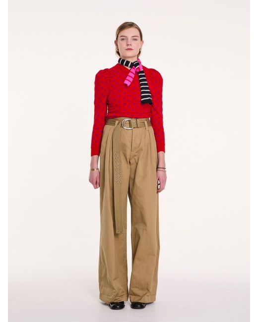 La Fetiche Red Hana Reversible V-Neck Sweater