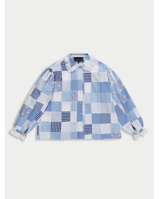 Women's Blue Jane Patchwork Cotton Blouse