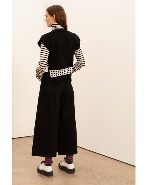 La Fetiche Black Honey High Waisted Deep Denim Culottes With Carpenter/Workwear Details