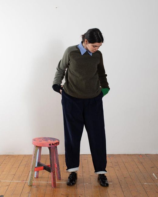 La Fetiche Blue Daho Corduroy Pleated Trousers