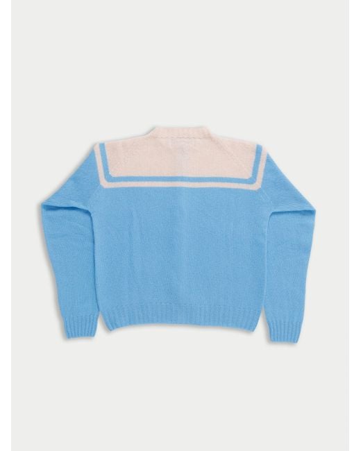 La Fetiche Blue Maar Crew Neck Cardigan