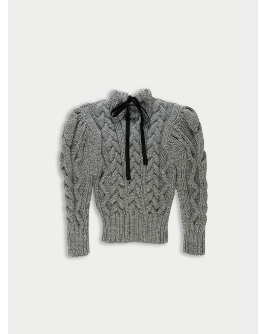 La Fetiche Gray Winona Hand Knitted Cable Sweater