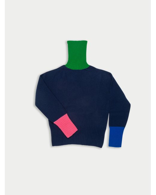 La Fetiche Blue Rudi Traditional Seam-Free Polo Sweater