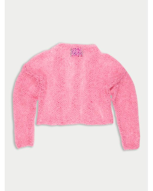 La Fetiche Pink Candy Hand Knitted Cable Mohair Sweater