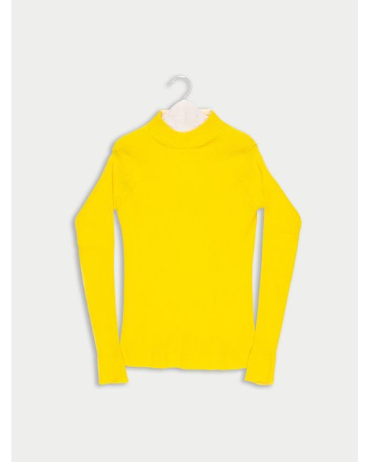 Women's Yellow Albini Fitted Ribbed Jumper