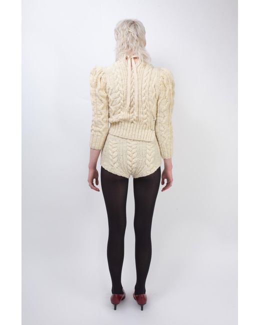 La Fetiche White Winona Hand Knitted Cable Sweater