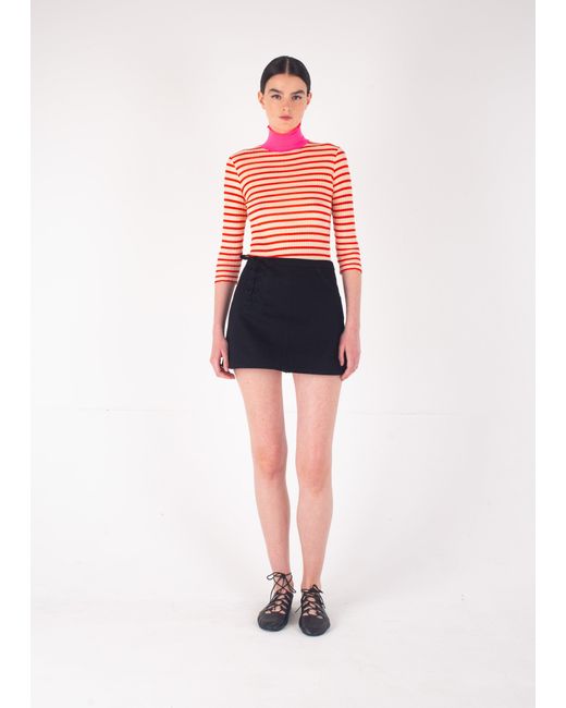 La Fetiche Red Jacqueline Striped Ribbed Top