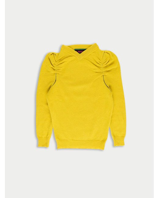 La Fetiche Yellow Victoria V-Neck Sweater