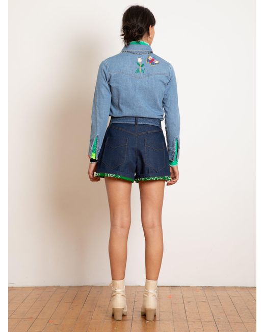 La Fetiche Blue Marguerite Raw Denim Short
