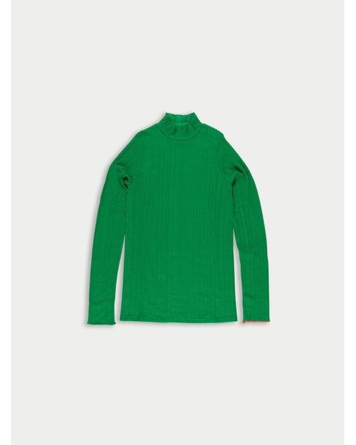 Women's Green Booth Fitted Ribbed Top