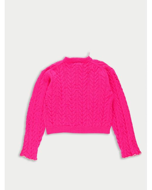 La Fetiche Pink Lisetta Cable Knit Cardigan